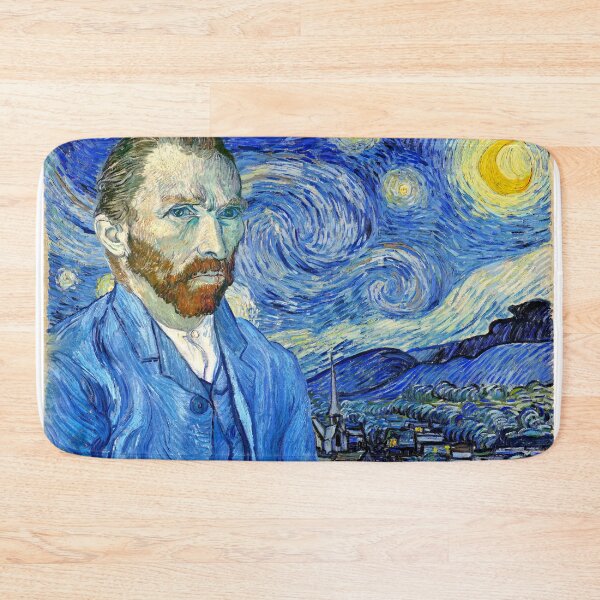 Item preview, Van Gogh self-portrait in front of the Starry Night - digital recreation designed and sold by NickoPrints.