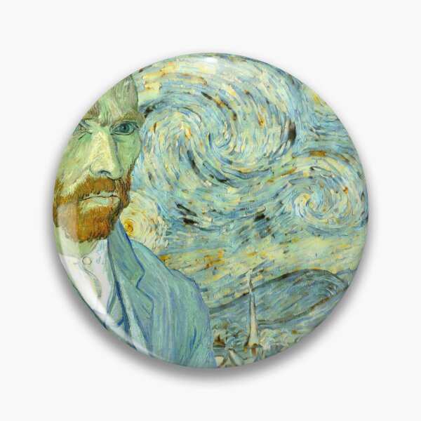 Item preview, Starry Night in the colors of Van Gogh self-portrait - digital recreation designed and sold by NickoPrints.