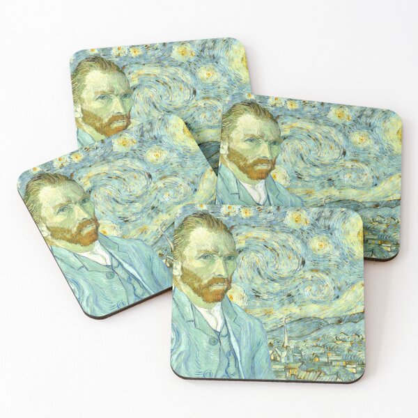 Item preview, Starry Night in the colors of Van Gogh self-portrait - digital recreation designed and sold by NickoPrints.