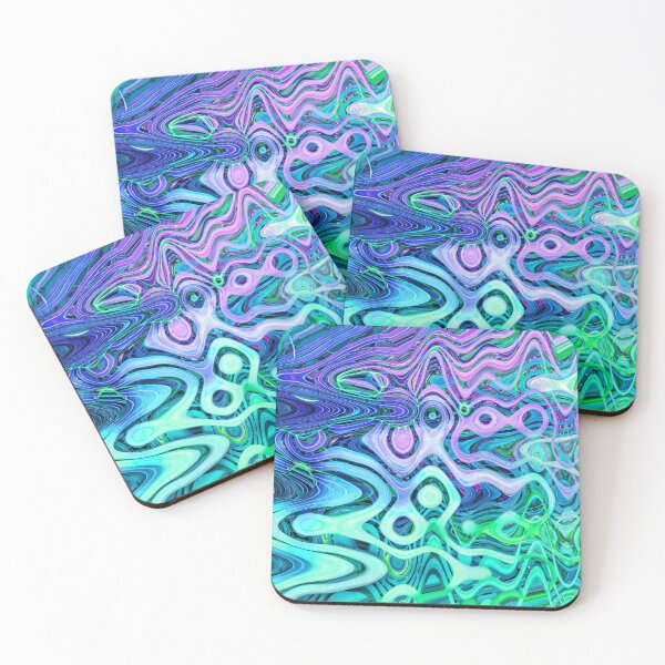 Item preview, Groovy Hippie Style Abstract Wavy Lines in Soft Cyan and Violet Shades 2 of 4 designed and sold by Beachy.