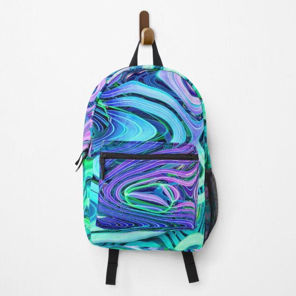 Item preview, Groovy Hippie Style Abstract Wavy Lines in Soft Cyan and Violet Shades 2 of 4 designed and sold by Beachy.