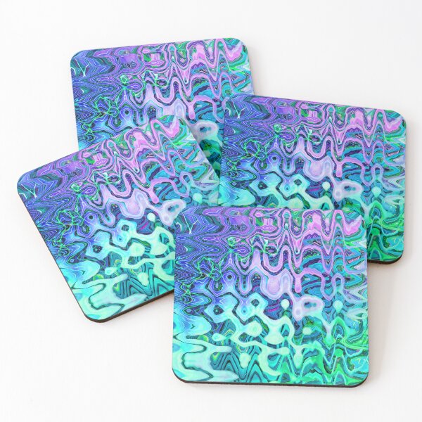 Item preview, Groovy Hippie Style Abstract Wavy Lines in Soft Cyan and Violet Shades 3 of 4 designed and sold by Beachy.
