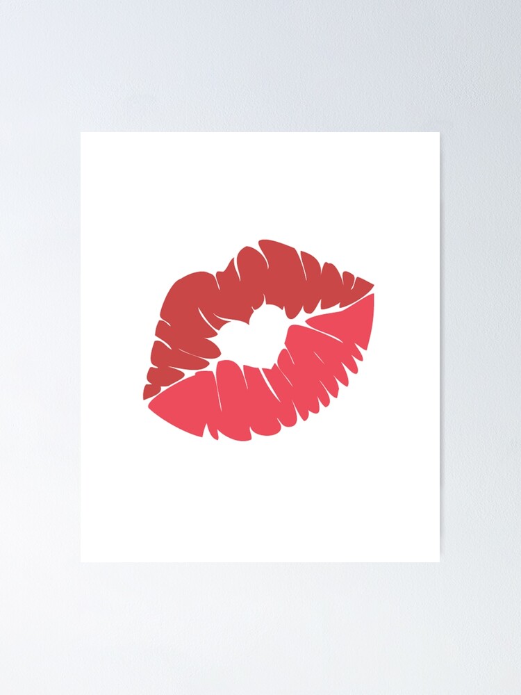 "Lipstick Emoji Kissy Face Kiss Mouth Happy Love" Poster by