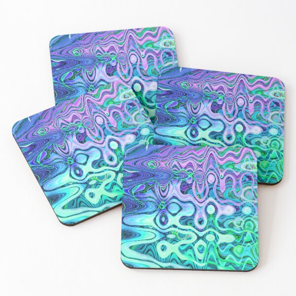 Item preview, Groovy Hippie Style Abstract Wavy Lines in Soft Cyan and Violet Shades 4 of 4 designed and sold by Beachy.
