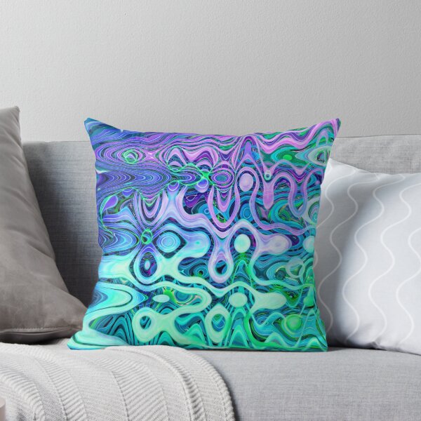Item preview, Groovy Hippie Style Abstract Wavy Lines in Soft Cyan and Violet Shades 4 of 4 designed and sold by Beachy.