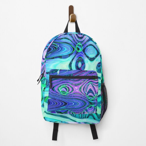 Item preview, Groovy Hippie Style Abstract Wavy Lines in Soft Cyan and Violet Shades 4 of 4 designed and sold by Beachy.