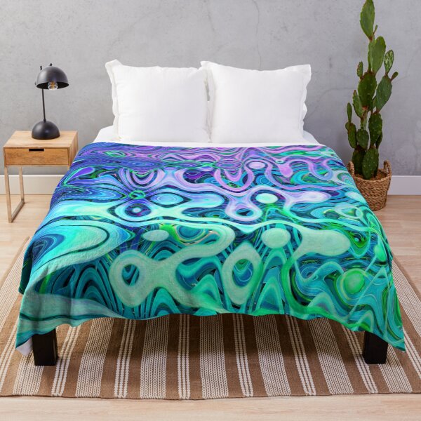 Item preview, Groovy Hippie Style Abstract Wavy Lines in Soft Cyan and Violet Shades 4 of 4 designed and sold by Beachy.