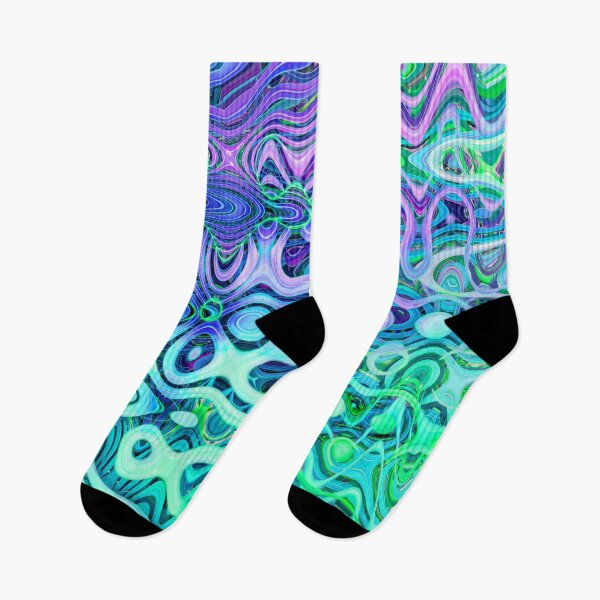 Item preview, Groovy Hippie Style Abstract Wavy Lines in Soft Cyan and Violet Shades 4 of 4 designed and sold by Beachy.