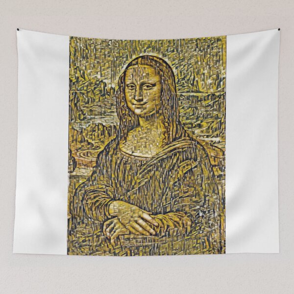 Item preview, Mona Lisa in the cubist style with small shapes - digital recreation designed and sold by NickoPrints.