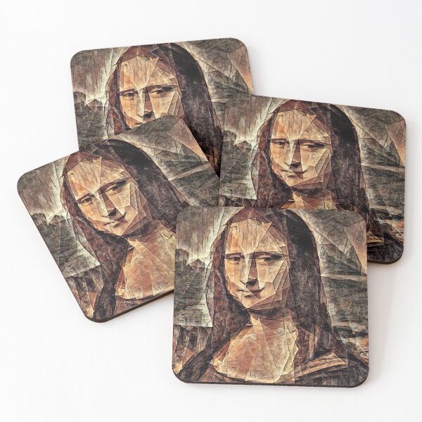 Item preview, Mona Lisa in the cubist style with big triangular shapes - digital recreation designed and sold by NickoPrints.