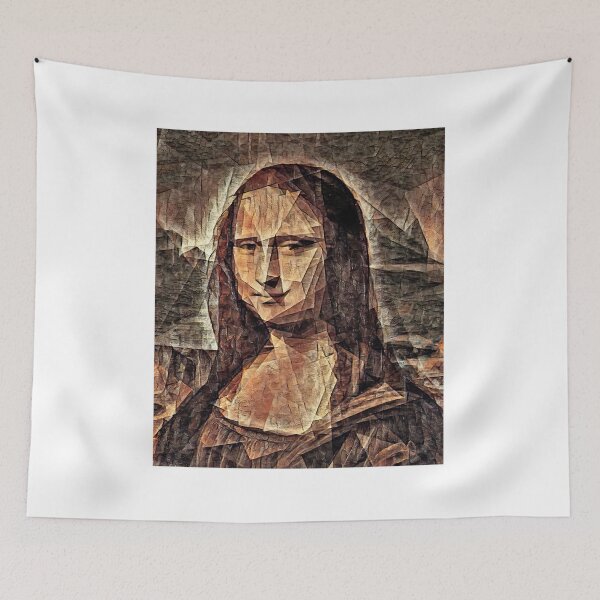 Item preview, Mona Lisa in the cubist style with big triangular shapes - digital recreation designed and sold by NickoPrints.