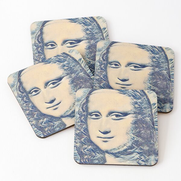 Item preview, Mona Lisa in the style of the Great Wave off Kanagawa - digital recreation designed and sold by NickoPrints.