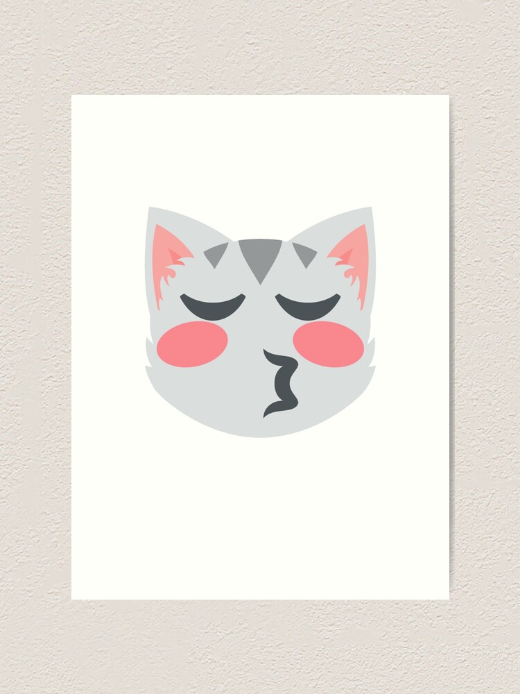 "Emoji Kissy Face Kiss Cat Kitty Smile Heart" Art Print by stevesemojis