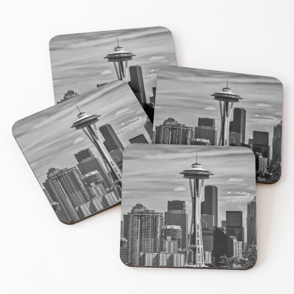 Item preview, Seattle Skyline In Black And White designed and sold by KirtTisdale.