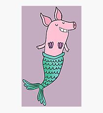 Mermaid Pig - Purple Photographic Print