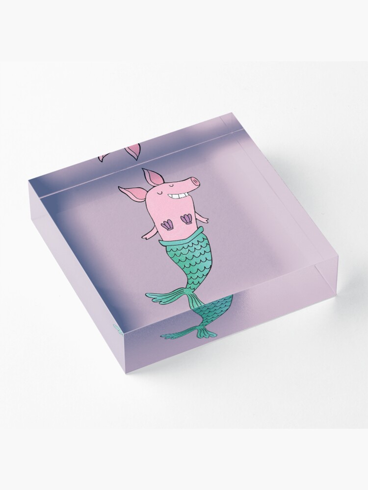 Alternate view of Mermaid Pig - Purple Acrylic Block