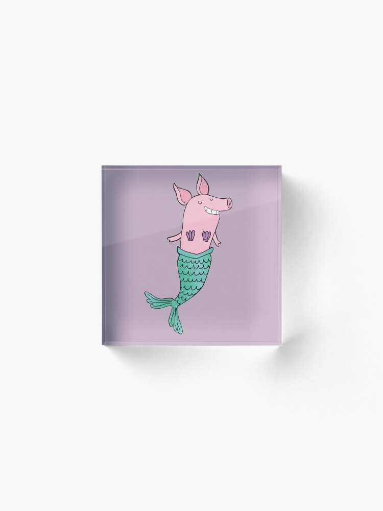 Alternate view of Mermaid Pig - Purple Acrylic Block