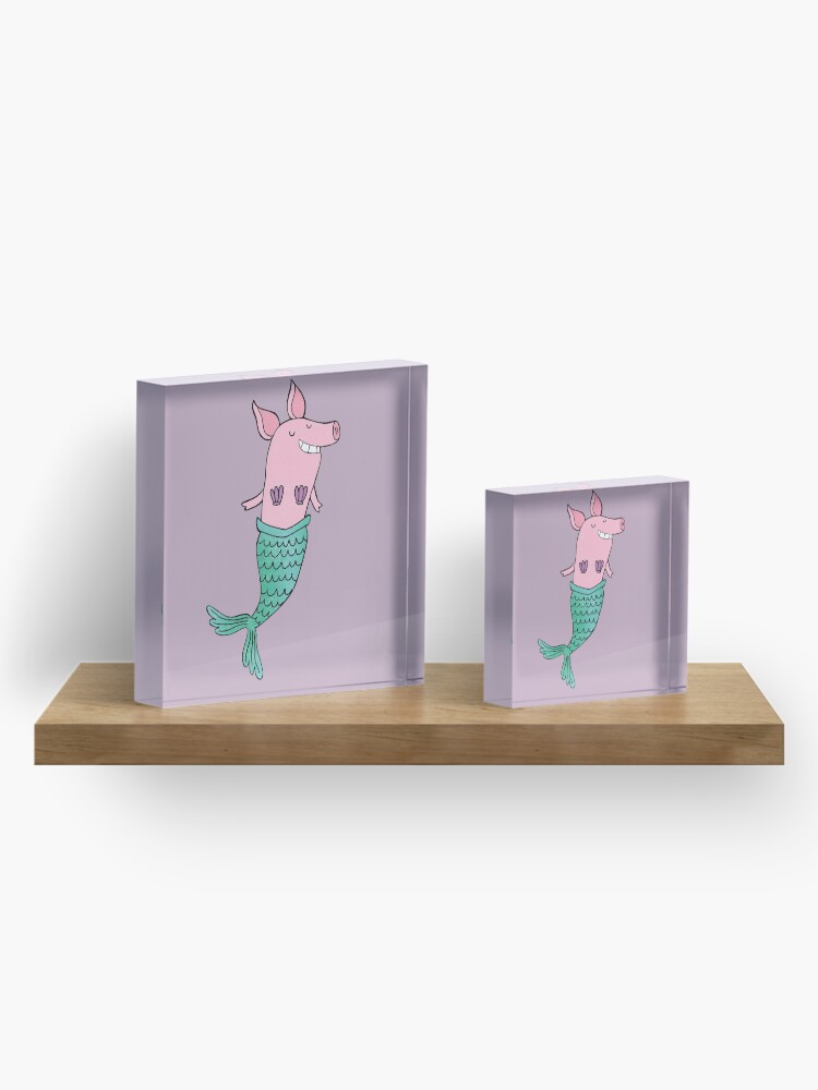 Alternate view of Mermaid Pig - Purple Acrylic Block