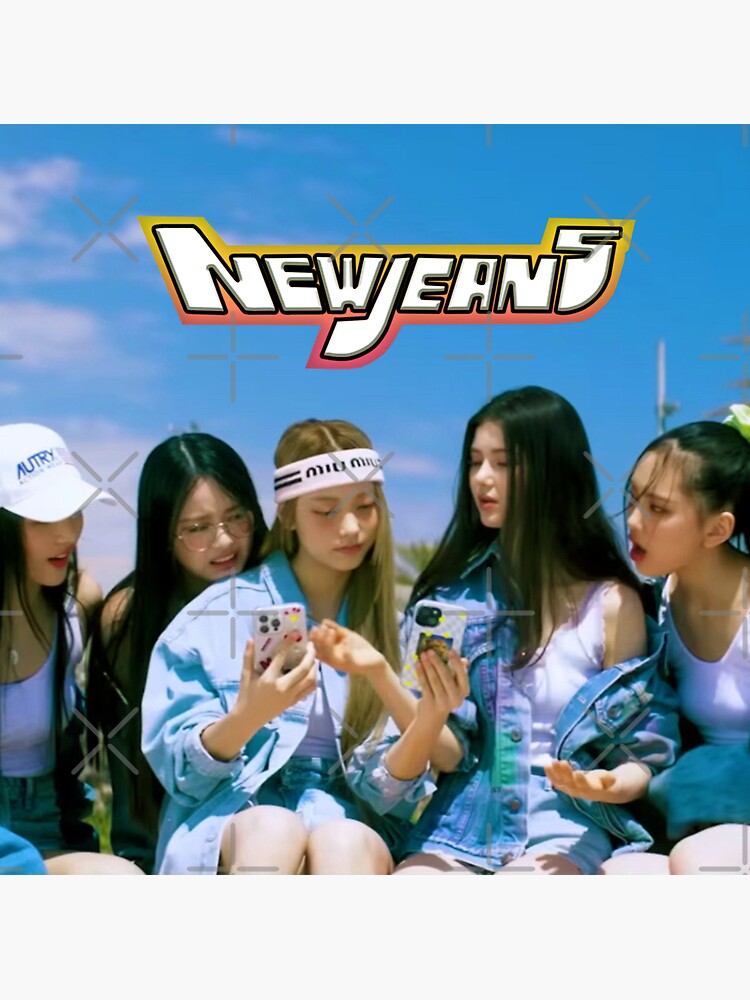 "New Jeans Kpop group photo with logo" Sticker for Sale by kevtang