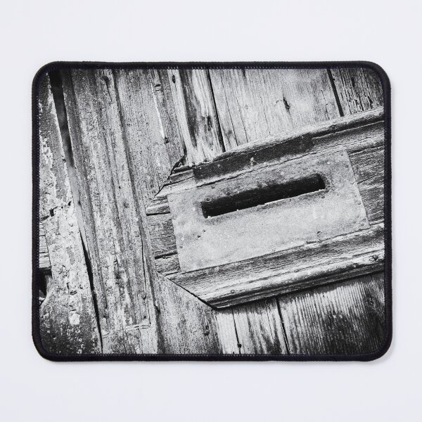 Item preview, Black and White close-up photo of a Letterbox in a old wooden door on Crete, Greece designed and sold by Diana van Neck.
