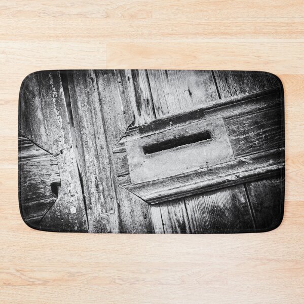 Item preview, Black and White close-up photo of a Letterbox in a old wooden door on Crete, Greece  designed and sold by Diana van Neck.