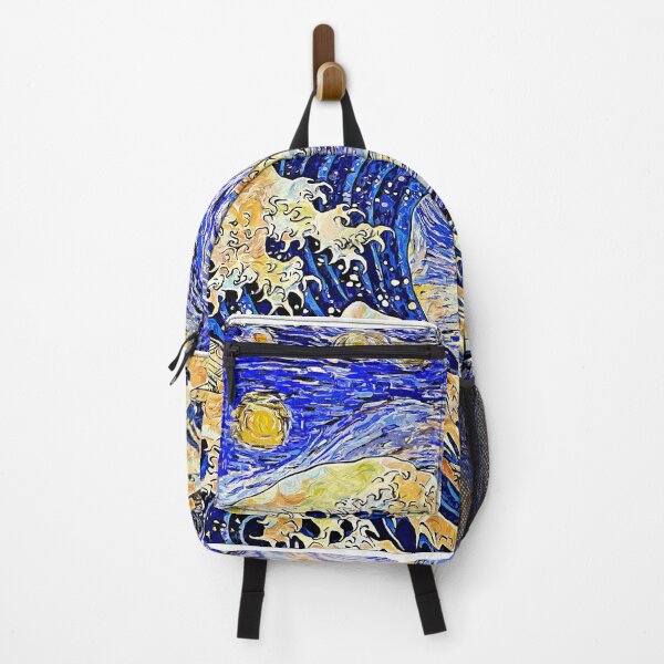 Item preview, Starry Night over The Great Wave off Kanagawa - colorful digital recreation designed and sold by NickoPrints.