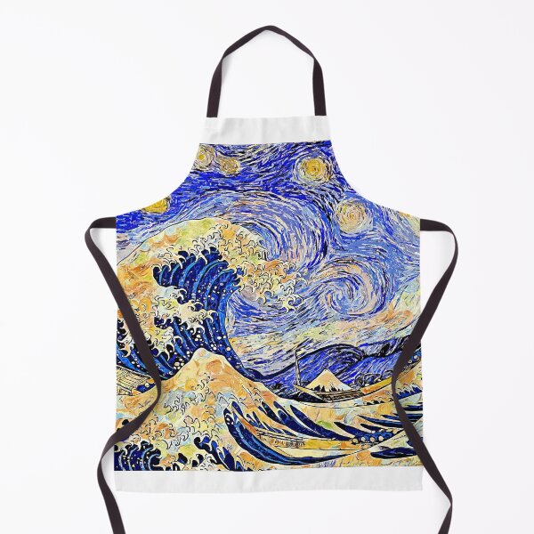 Item preview, Starry Night over The Great Wave off Kanagawa - colorful digital recreation designed and sold by NickoPrints.