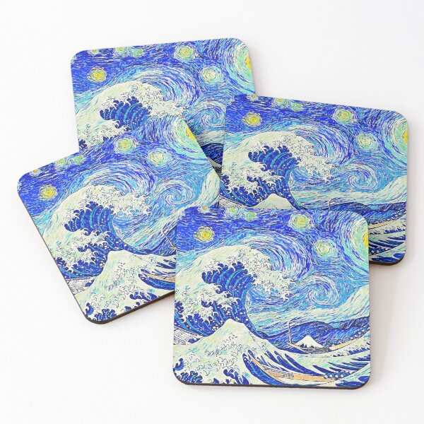 Item preview, Starry Night over The Great Wave off Kanagawa - impressionist painting  designed and sold by NickoPrints.
