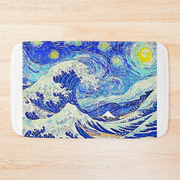 Item preview, Starry Night over The Great Wave off Kanagawa - impressionist painting  designed and sold by NickoPrints.