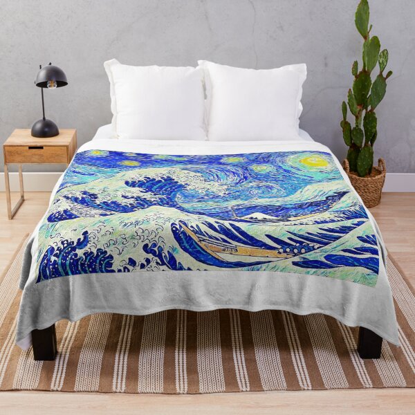 Item preview, Starry Night over The Great Wave off Kanagawa - impressionist painting designed and sold by NickoPrints.