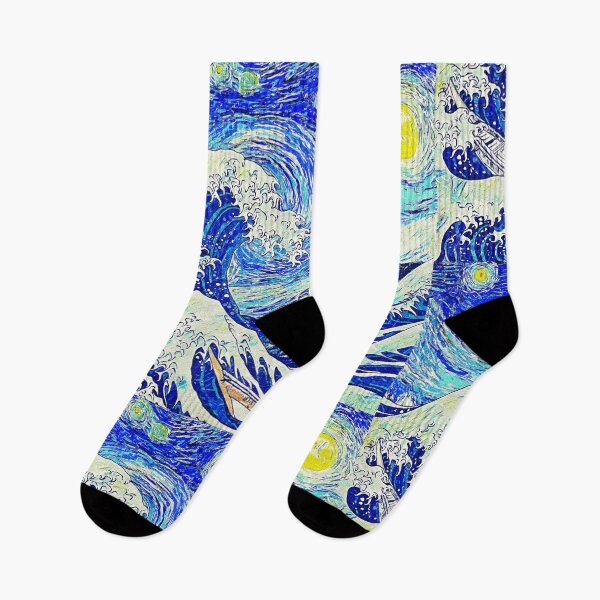 Item preview, Starry Night over The Great Wave off Kanagawa - impressionist painting  designed and sold by NickoPrints.