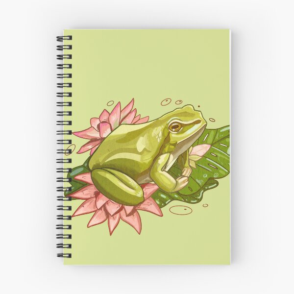 Item preview, Green Tropical Frog Sitting on Water lily leaves and flowers: Sap Green bgd designed and sold by Jessiemay-arts.