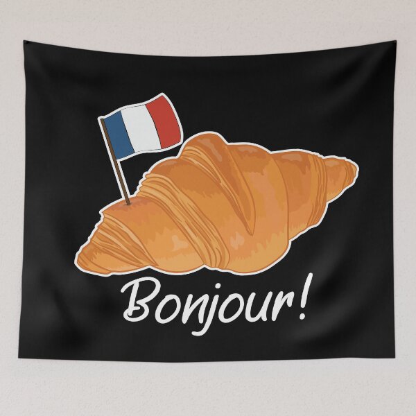 Item preview, Bonjour Croissant - Funny French Food designed and sold by TheInkElephant.