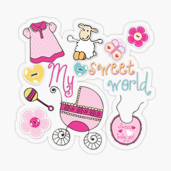 Cute Baby Girl Gems Stickers #8678 :: Baby Stickers :: Scrapbooking Stickers  :: Stickers 'N' Fun