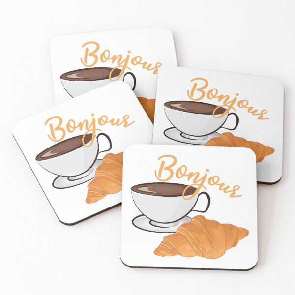 Item preview, Bonjour Croissant - Funny French Coffee Shop designed and sold by TheInkElephant.
