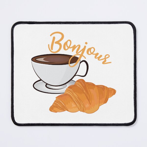 Item preview, Bonjour Croissant - Funny French Coffee Shop designed and sold by TheInkElephant.