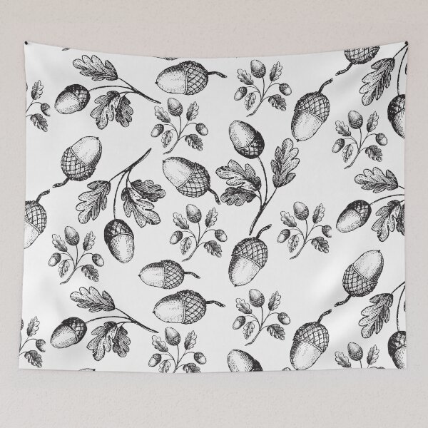 Item preview, Acorn and Leaf Design - Black and White designed and sold by Fall-Creations.