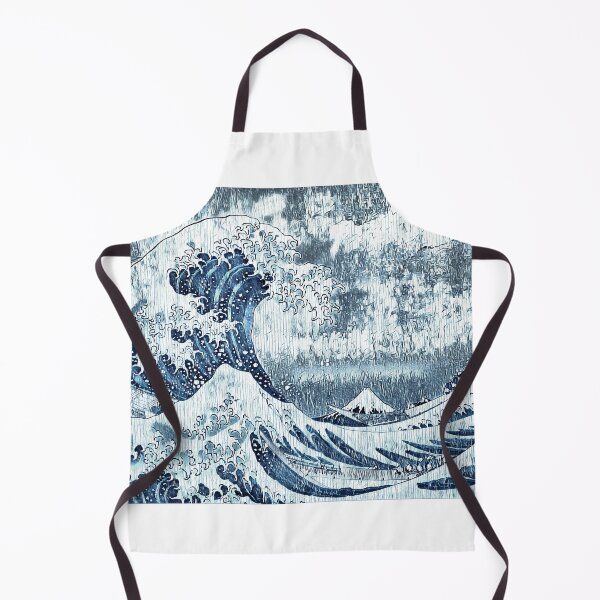 Artikelvorschau, The Great Wave off Kanagawa with wood texture effect and in blue color entworfen und verkauft von NickoPrints.