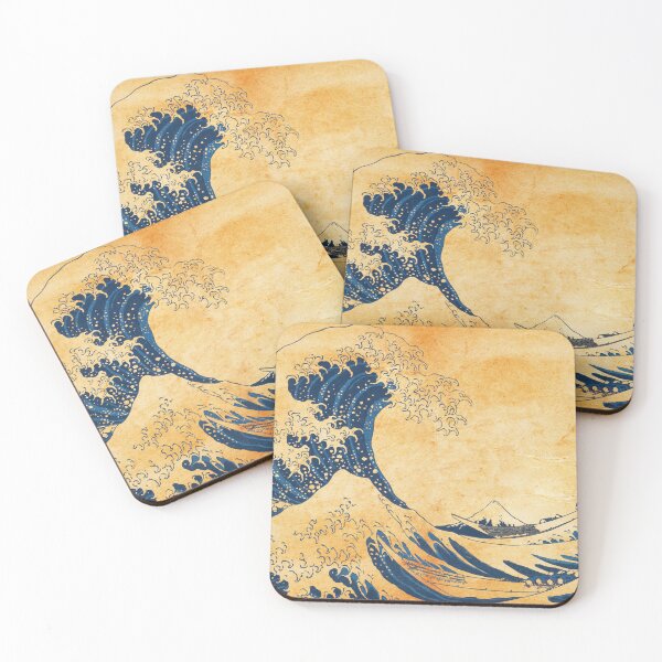 Item preview, The Great Wave off Kanagawa by Katsushika Hokusai blended on old paper designed and sold by NickoPrints.