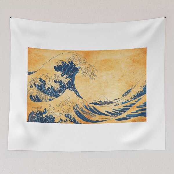 Item preview, The Great Wave off Kanagawa by Katsushika Hokusai blended on old paper designed and sold by NickoPrints.