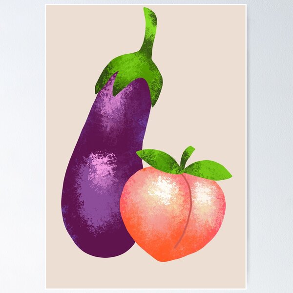 Peaches and Eggplants with pastel purple