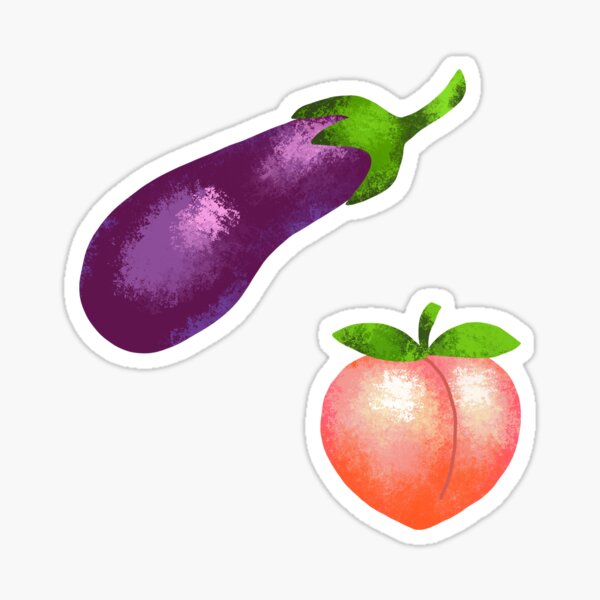 Peaches and eggplants Sticker for Sale by DesignDoubleP