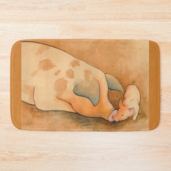 Item preview, Mother pig and baby piglet - farm animals, rustic, country, rural - "Nuzzle"  designed and sold by Carye VanDerPol Mahoney.