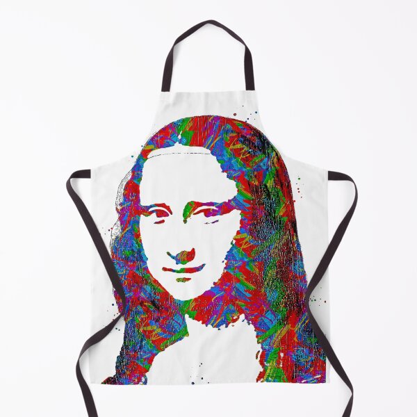 Item preview, Simple Mona Lisa colorful portrait with greens, reds and blues on white background designed and sold by NickoPrints.