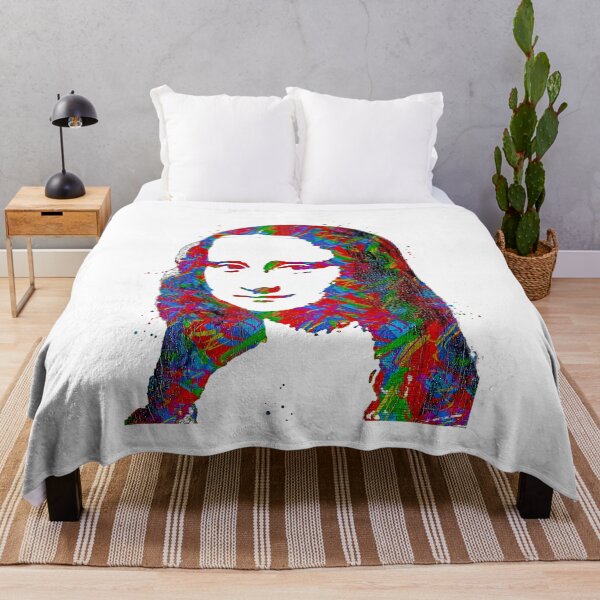 Item preview, Simple Mona Lisa colorful portrait with greens, reds and blues on white background designed and sold by NickoPrints.