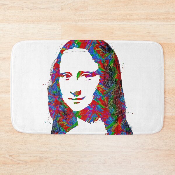 Item preview, Simple Mona Lisa colorful portrait with greens, reds and blues on white background designed and sold by NickoPrints.