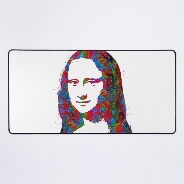 Item preview, Simple Mona Lisa colorful portrait with greens, reds and blues on white background designed and sold by NickoPrints.