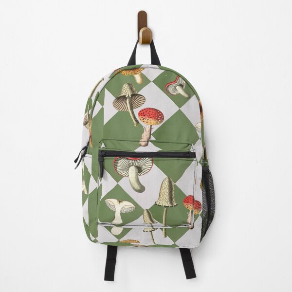 Item preview, Mushrooms on Green Checkerboard designed and sold by ArtMeetsPizza.