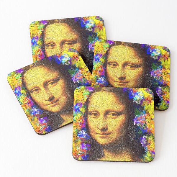 Item preview, Mona Lisa golden colorful portrait - digital recreation designed and sold by NickoPrints.