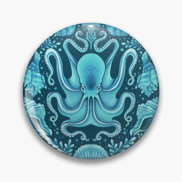 Item preview, Octopus, Sea shells and Starfish Dark Teal designed and sold by KConfetti.